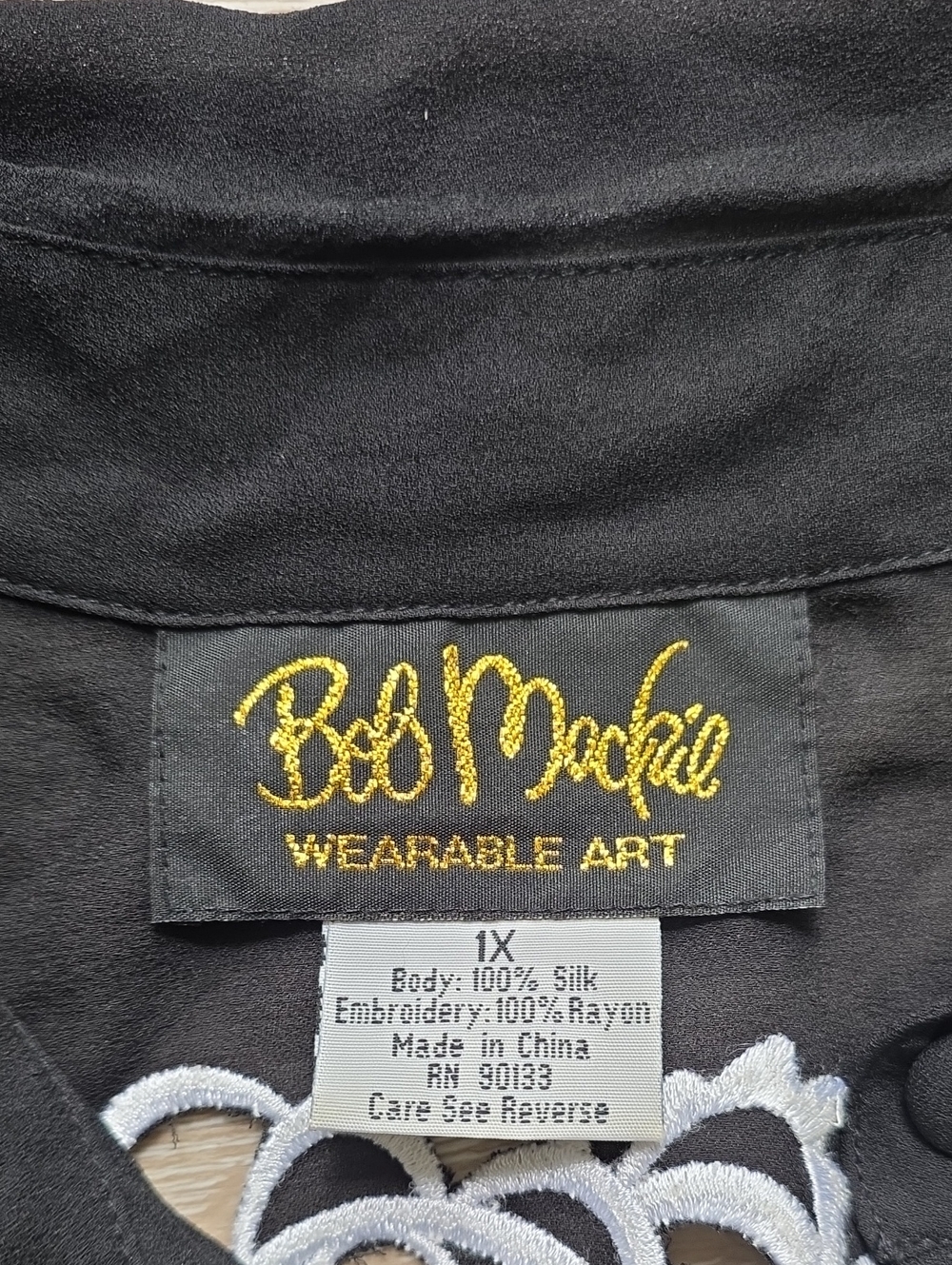 VNTG Womens Bob Mackie Wearable Art 100% Silk Embroidered Western Blouse Sz 1X - Picture 6 of 16